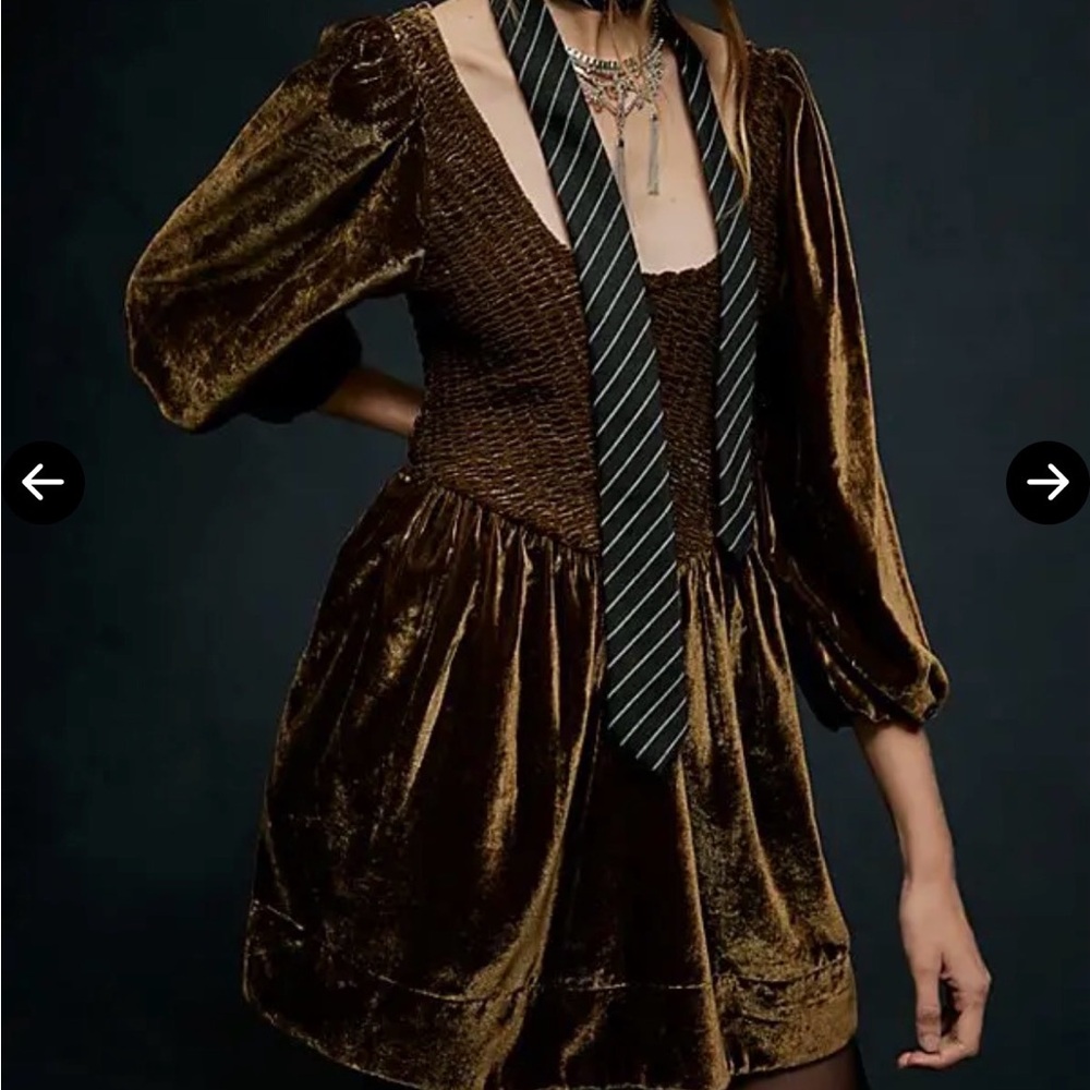 Free People Farrier Velvet Dress Olive XS